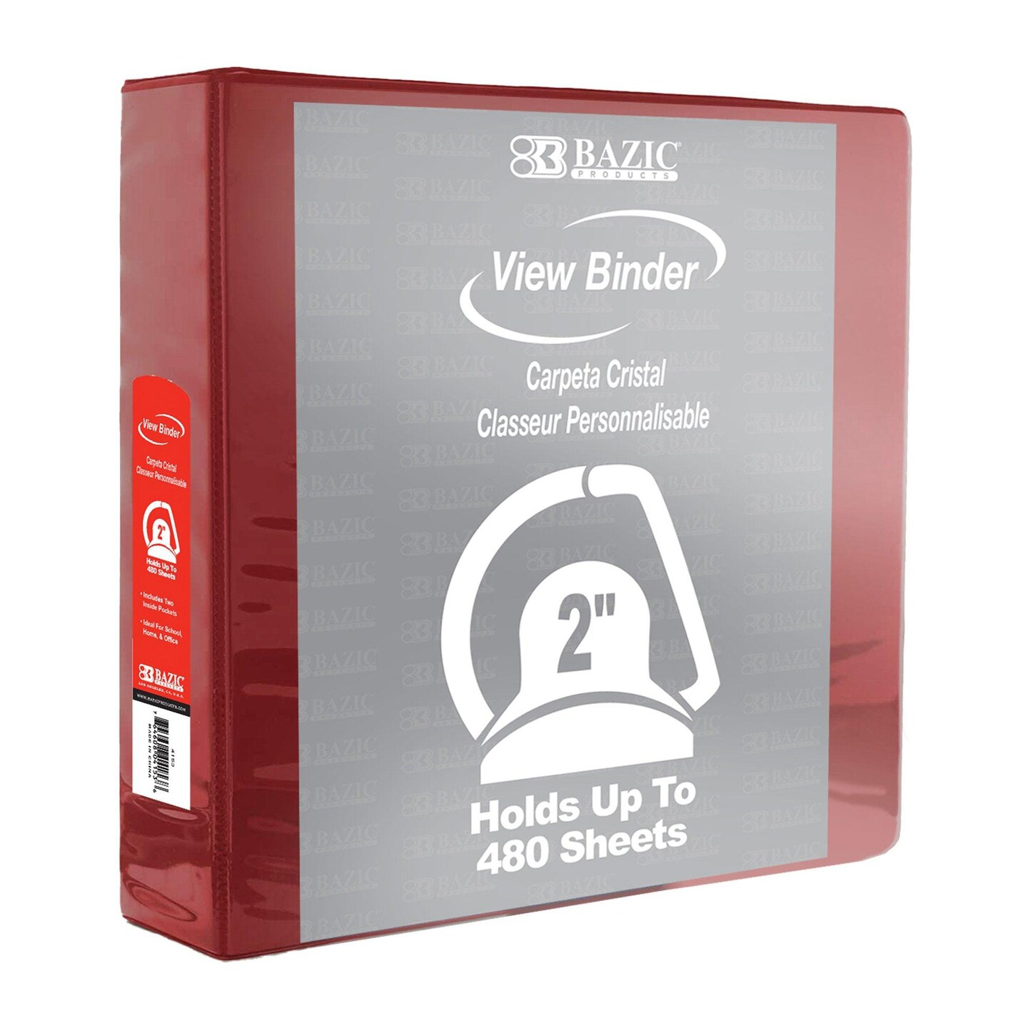 Slant D Ring View Binder with 2 Pockets, 2&#x22;, Burgundy, Pack of 6