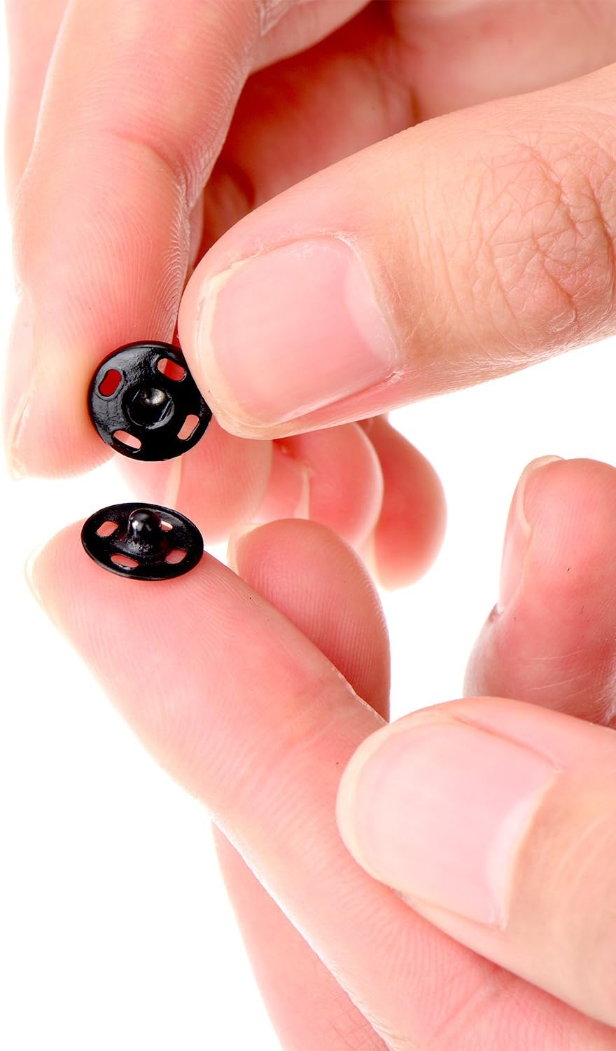 100 Sets Sew-on Snap Buttons Metal Snap Fastener Buttons Press Button for Sewing Clothing, Black and Silvery(10mm)