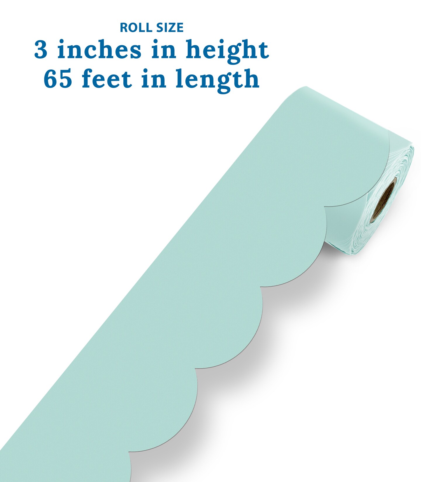 Carson Dellosa 65Ft of Sea Glass Green Bulletin Board Borders, 1 Roll of Pastel Scalloped Trim for Rolling Whiteboard, Cork and Posterboard, Party, Easter, Spring Decorations, and Classroom Decor