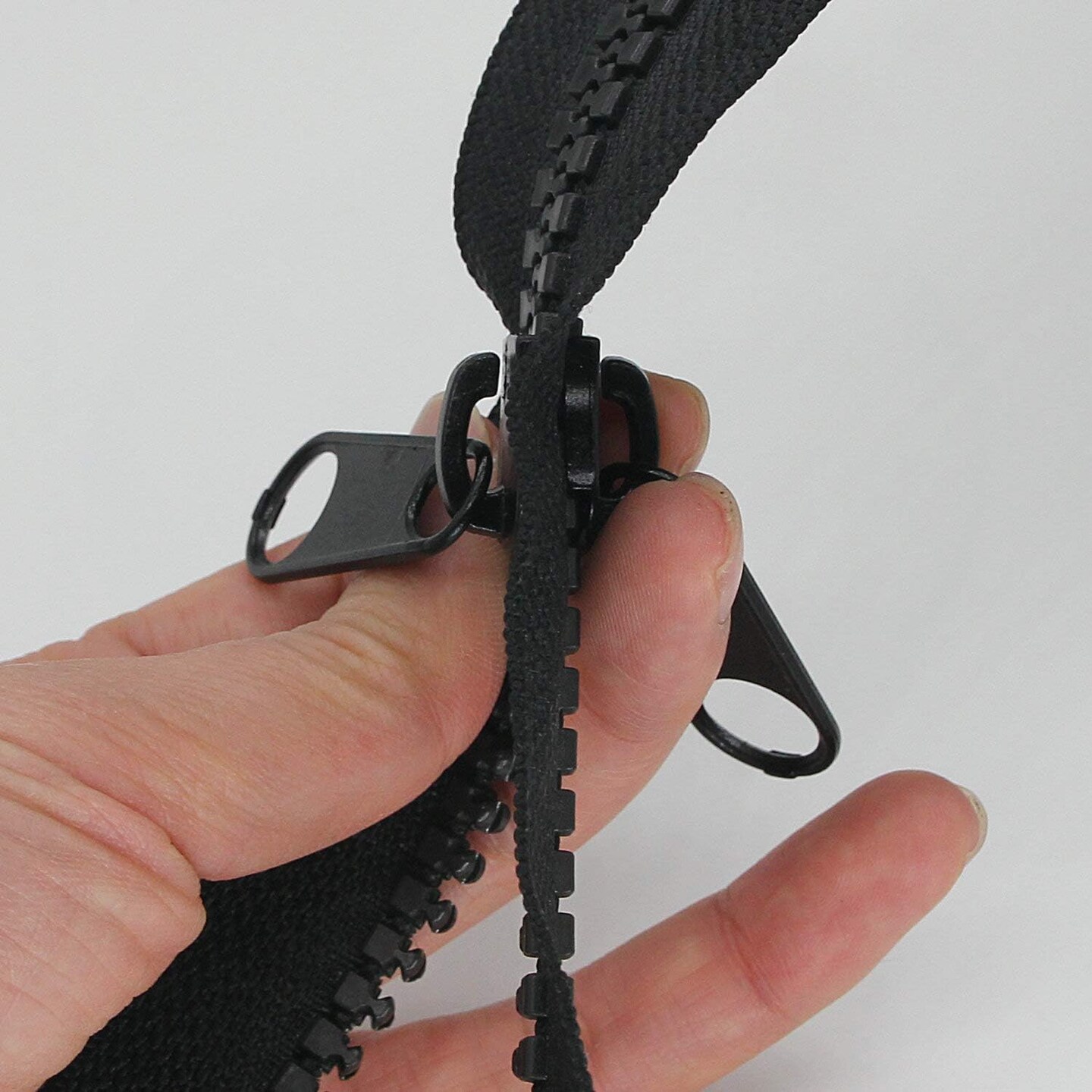 2PCS #10 60 Inch Heavy Duty Zippers for Sewing Separating Large Plastic Zippers Black Tape with Double Pull Tab Slider, Sleeping Bag, Boat, Canvas, Cover, Trampoline, Dog Bed,Tent (60" 2pcs)