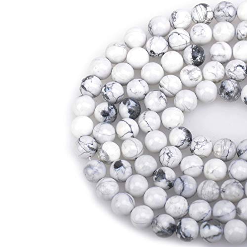 100 Pieces 8mm Natural White Beads Gemstone Round Loose Beads for Jewelry Making with Crystal Stretch Cord