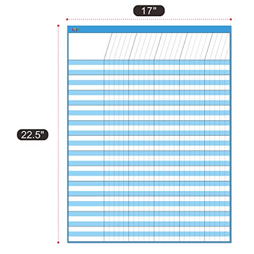 12 Pack Multi-Color Dry Erase Incentive Chart/Chore/Responsibility/School Attendance/Homework Progress Tracking Chart with 2112 Reward Star Stickers, (17&#x22; x 22.5&#x22;)