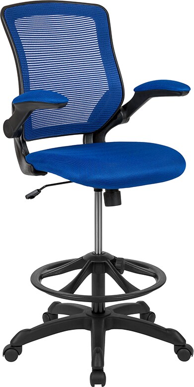 Gaming Chair with Adjustable Mesh Back-Blue - Blue