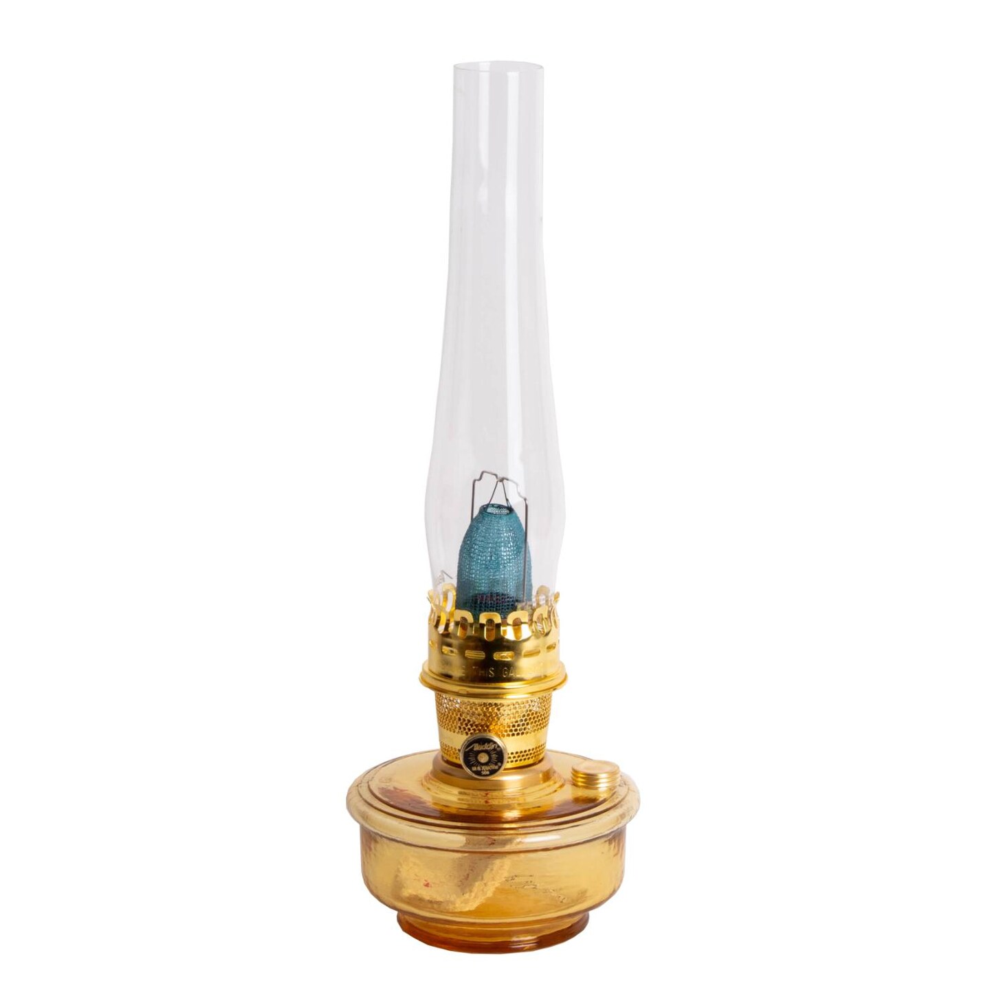 Aladdin Genie III Oil Lamp, Indoor Emergency Lighting for Shelf, Table or Hanging, Glass Bowl with Brass or Nickel Burner