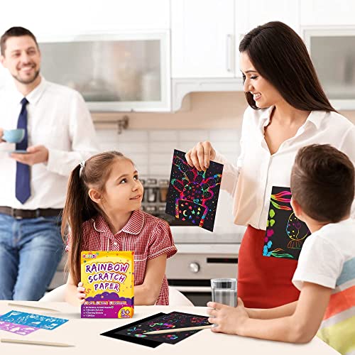 pigipigi Art Craft Gift for Kids - 3 Pack Rainbow Scratch Paper Notebook  Black Magic Color Drawing Supplies Toy Set for 3-12 Year Old Boy Girl
