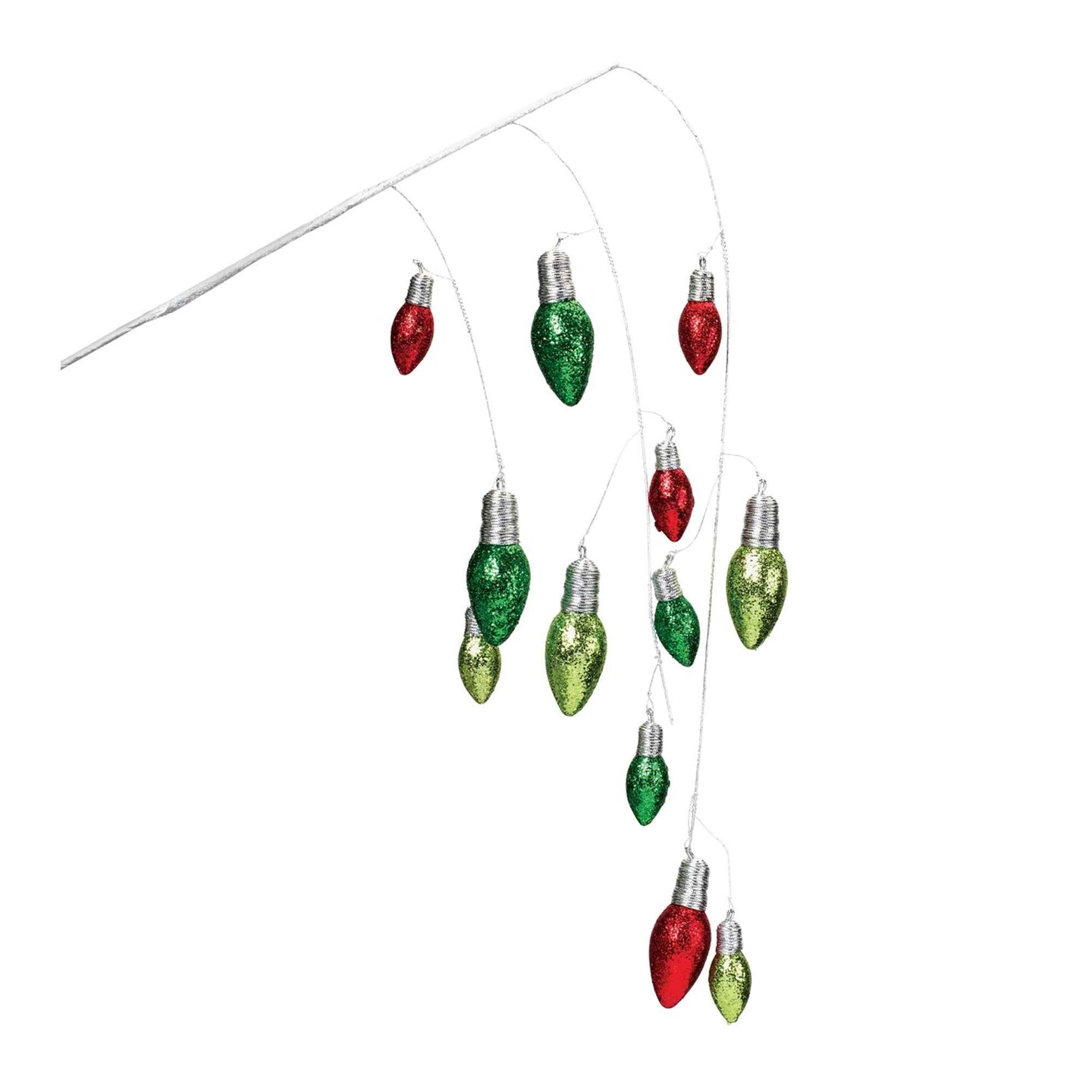 Melrose Set of 2 Hanging Light Bulb Artificial Christmas Sprays 25&#x22;