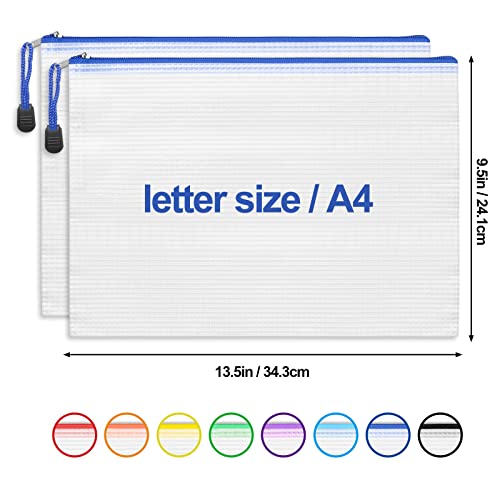 24 Pieces Mesh Zipper Pouch Zipper Bags, Puzzle Bag for Organizing Storage, Letter Size, A4 Size, Zipper File Bags for Office Supplies