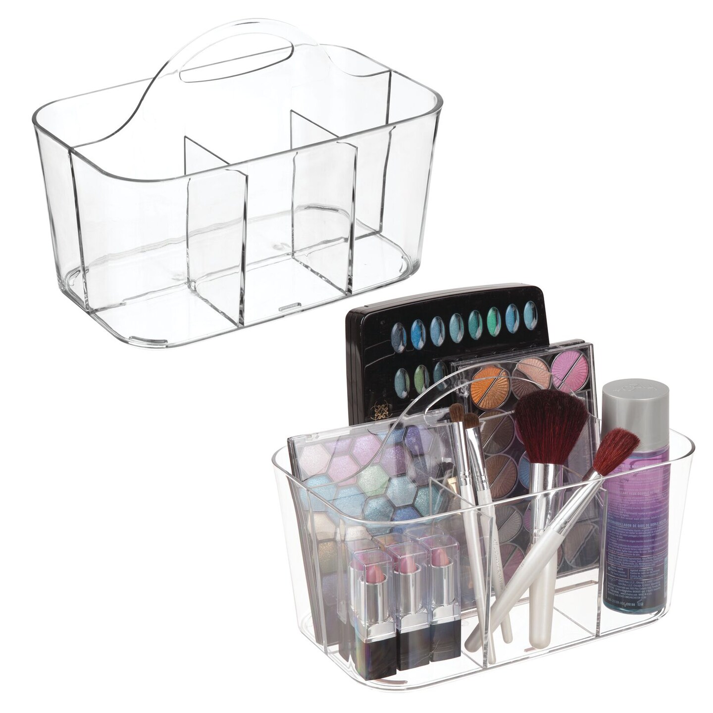 mDesign Plastic Portable Makeup Storage Organizer Tote Caddy Bin - 2 Pack