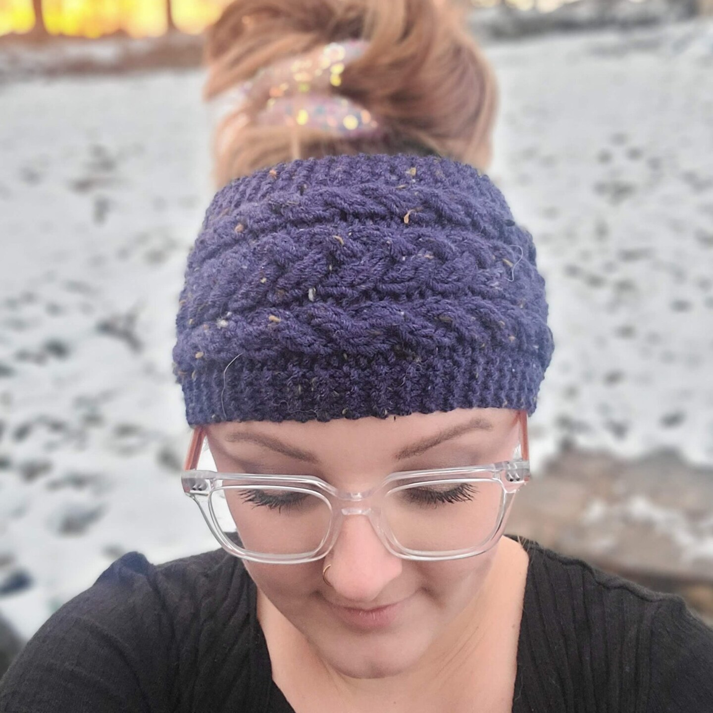 Handmade Cable Knit Headbands Handmade Headband, With Leaf Motifs Knitted With Cotton  main image 2