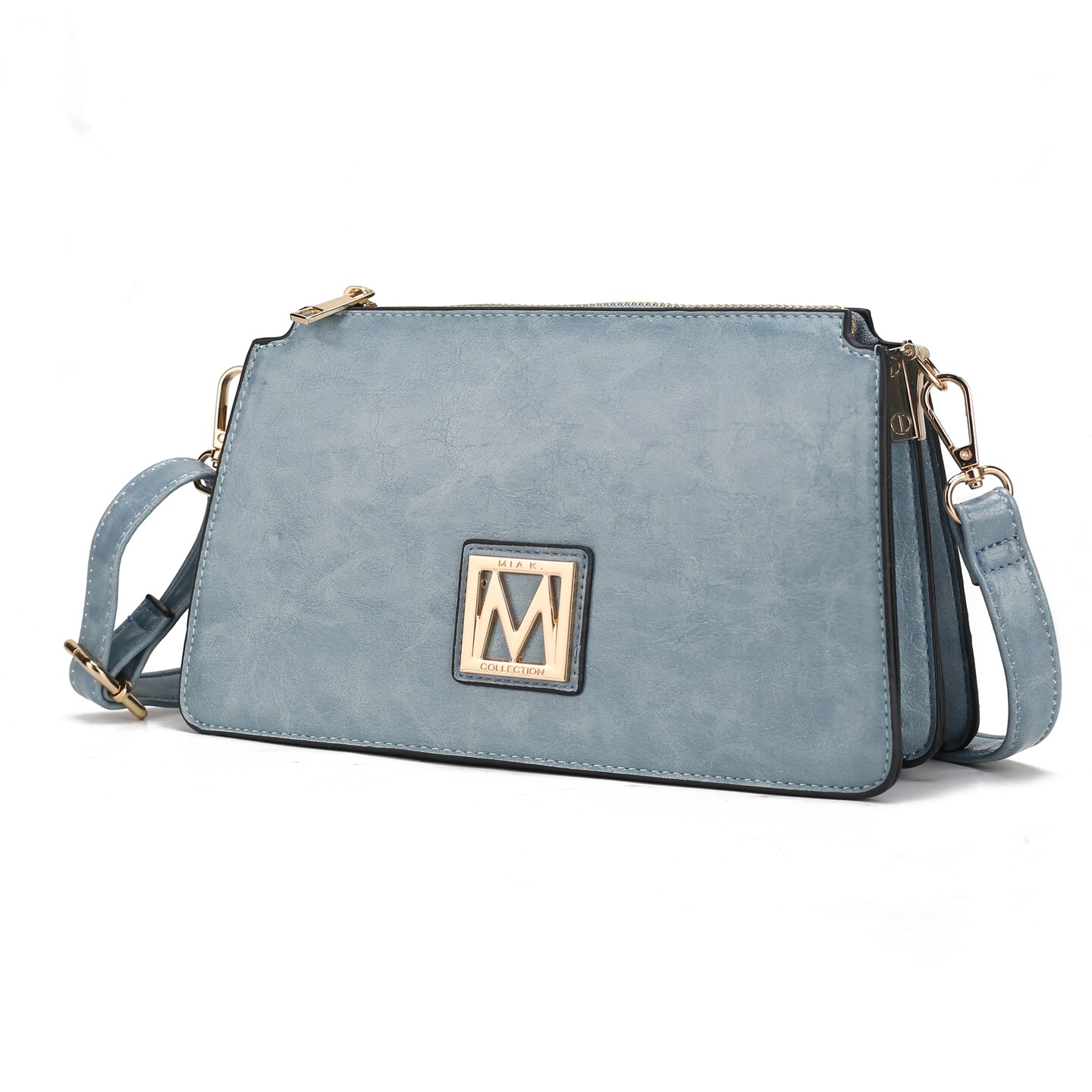 Women's Grey structured Leather Messenger Bag