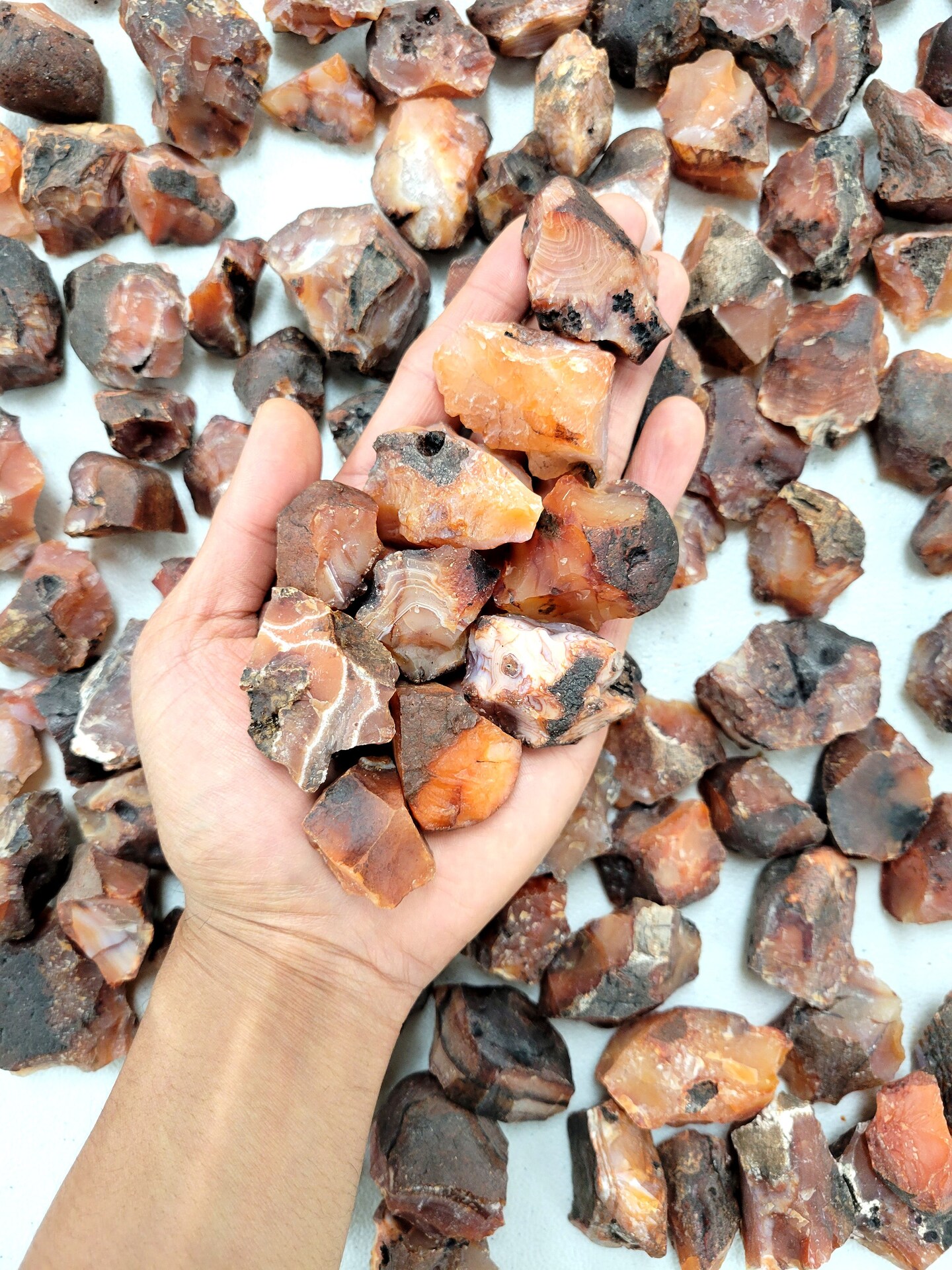 Red Carnelian Agate Crystal Stones from India