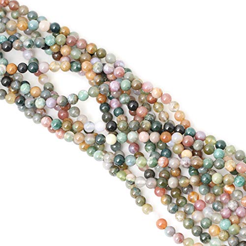 60 Pieces 6mm Natural Indian Agate Gemstone Round Loose Beads for Jewelry Making DIY 1 Strand 15"