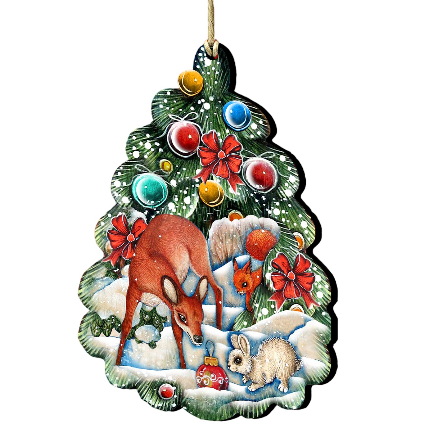 Designocracy Set of 2 Forest Animals Christmas Tree Ornaments 5.5"