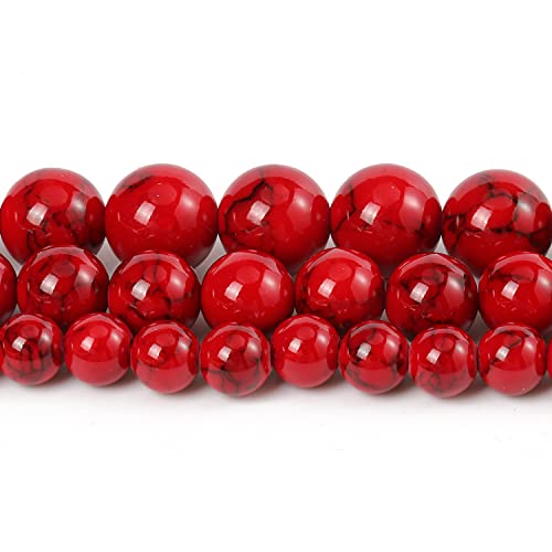 Natural Stone Beads 10mm Red Turquoise Gemstone Round Loose Beads Crystal  Energy Stone Healing Power for Jewelry Making DIY,1 Strand 15
