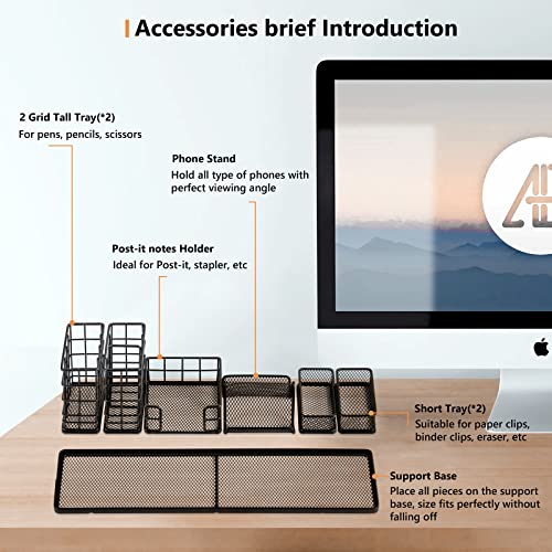 Desk Organizers and Accessories, Office Supplies Desk Organizer with Pen  Holder, DIY Desktop Organiezr with Phone Holder, Sticky Note Tray, Paperclip  Storage and Office Caddy for Office Home School