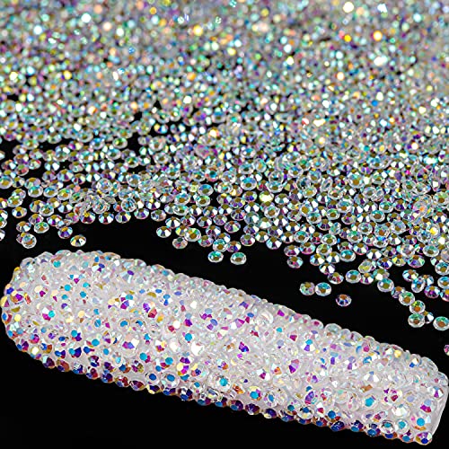 5000 Pieces 1.2mm Mini AB Glass Crystals for Nail Art Manicure Iridescent Long Lasting Like Swarovski Shine Rhinestone Bead Gem Jewelry Diamond by BELLEBOOST