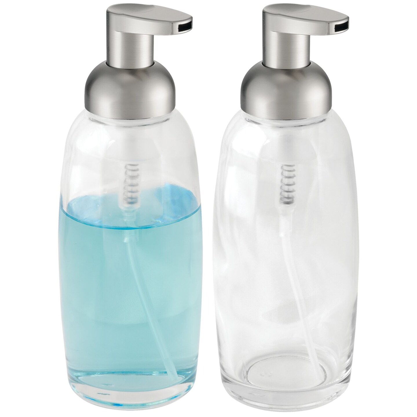 mDesign Glass Refillable Foaming Soap Dispenser Pump, 2 Pack