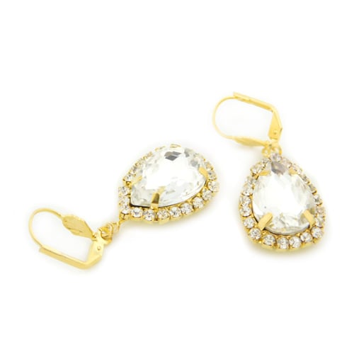 RM 18k Gold Filled White Tear Drop Hanging Earrings Michaels
