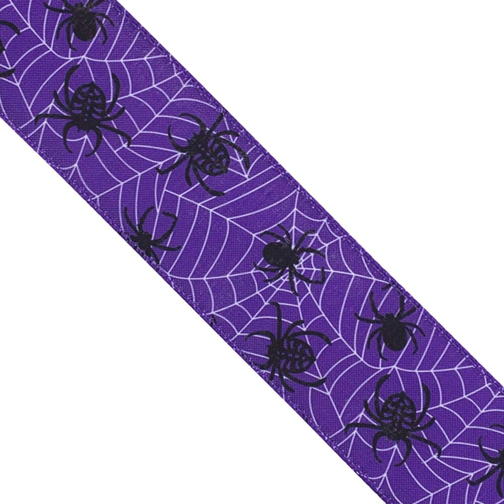 Halloween Spider Web wired edge ribbon 2.5&#x201D; x 10 yard