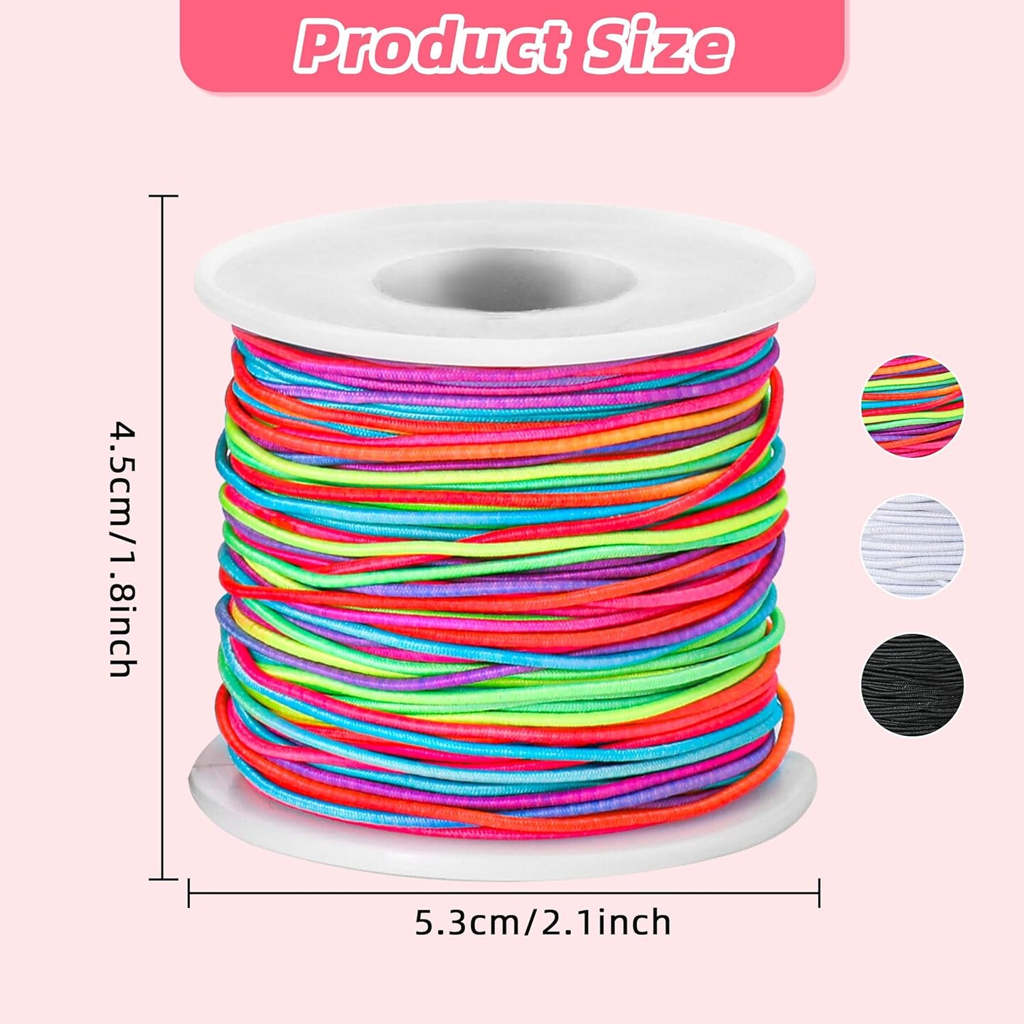 1mm Elastic String Stretchy String for Bracelet Making Rainbow Bracelet String Elastic Cord for Jewelry Making, Bracelets, Necklace, Beading and Crafts
