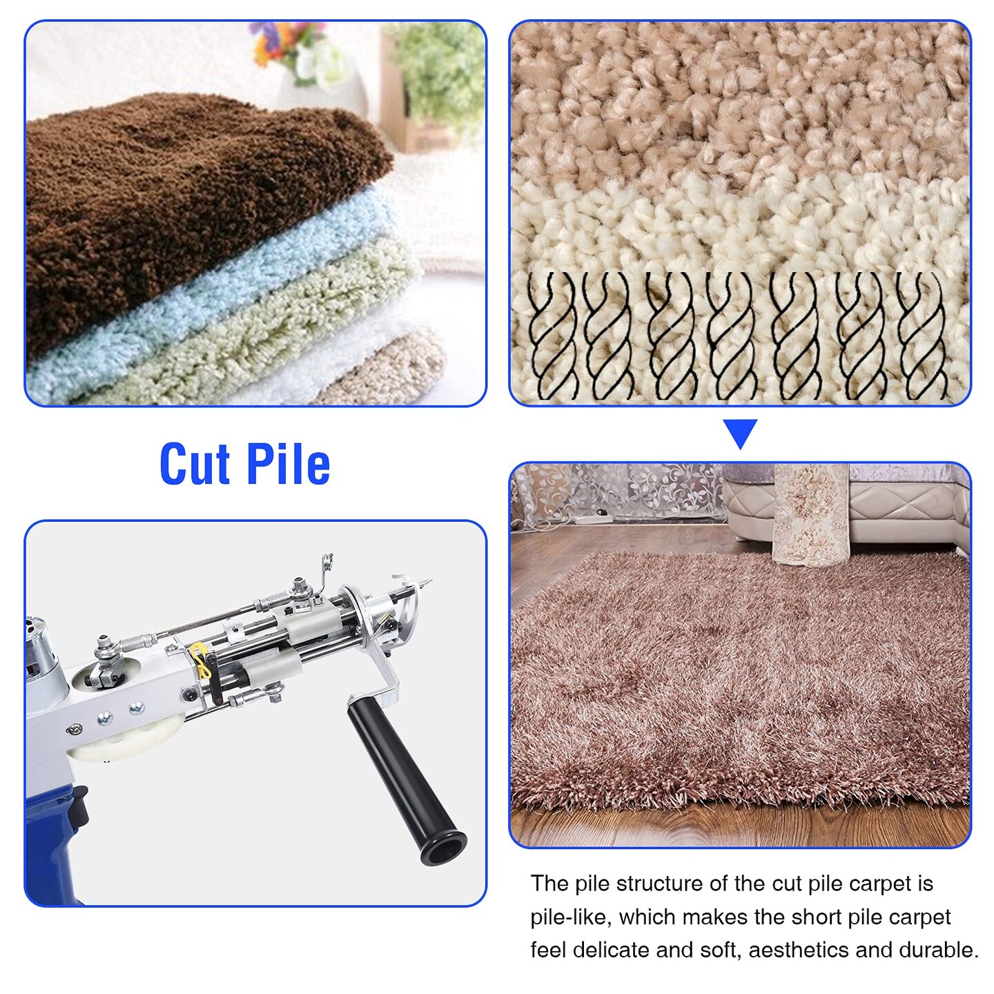 Tufting Gun Cut Pile and Loop Pile 2 in 1 Electric Rug Gun Machine Starter Kit for Tufting Lover