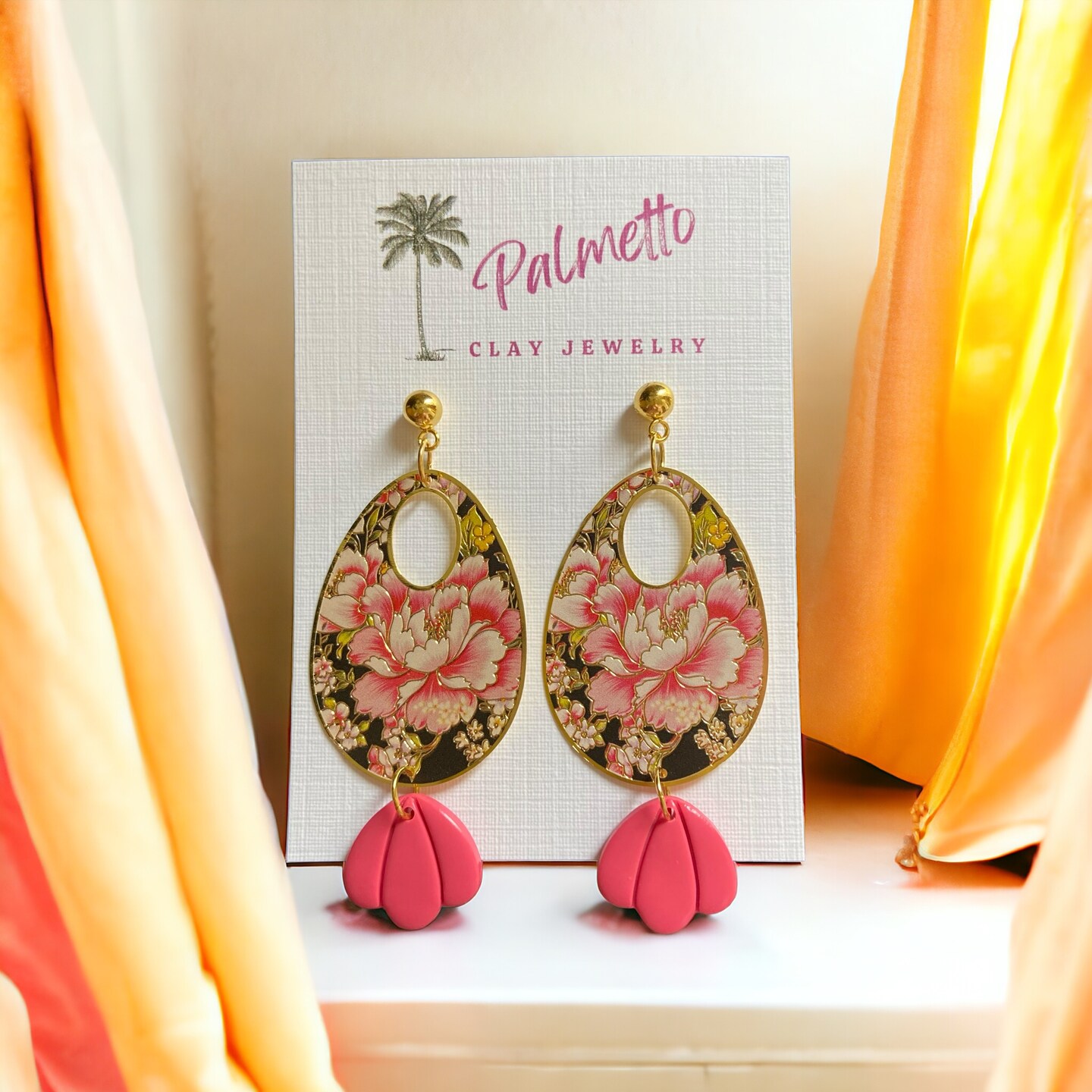 Pink clay earrings hotsell