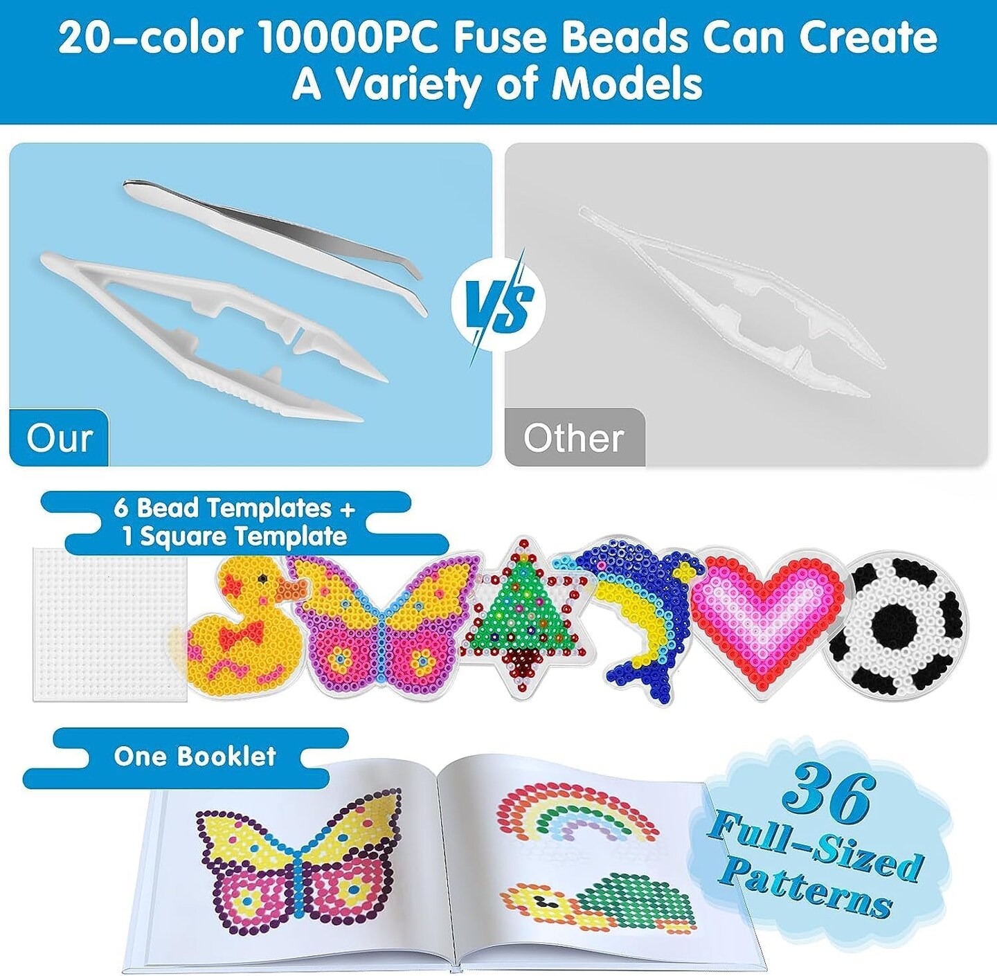 Fuse Beads Kit,10000PC 5MM Melty Beads Set, Iron Melting Beads Craft Kit with Pegboards,Ironing Paper and Chain Accessories, Arts and Crafts Set for Kids Boys Girls Christmas Birthday Gift