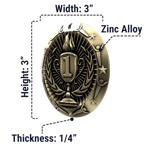 Gold Medal - Large Metal - Olympic Award Medals with Stars &#x26; Stripes American Flag V Neck Ribbon - Perfect for School Competitions, Kids, Students, Athletes &#x26; Scholars