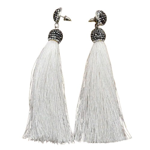 Kitcheniva Fashion Charm Crystal Tassel Rhinestone Cap Fringe Dangle Earrings