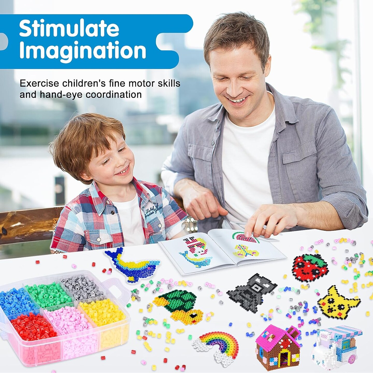 Fuse Beads Kit,10000PC 5MM Melty Beads Set, Iron Melting Beads Craft Kit with Pegboards,Ironing Paper and Chain Accessories, Arts and Crafts Set for Kids Boys Girls Christmas Birthday Gift