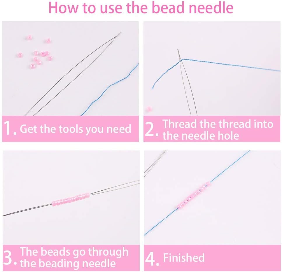 6 Pieces Beading Needles, 2 Sizes Long Straight Beading Embroidery Needles with Needle Bottle and 3 Pcs Bead Needle Threader for Jewelry Making(4.52inch+5.03inch)