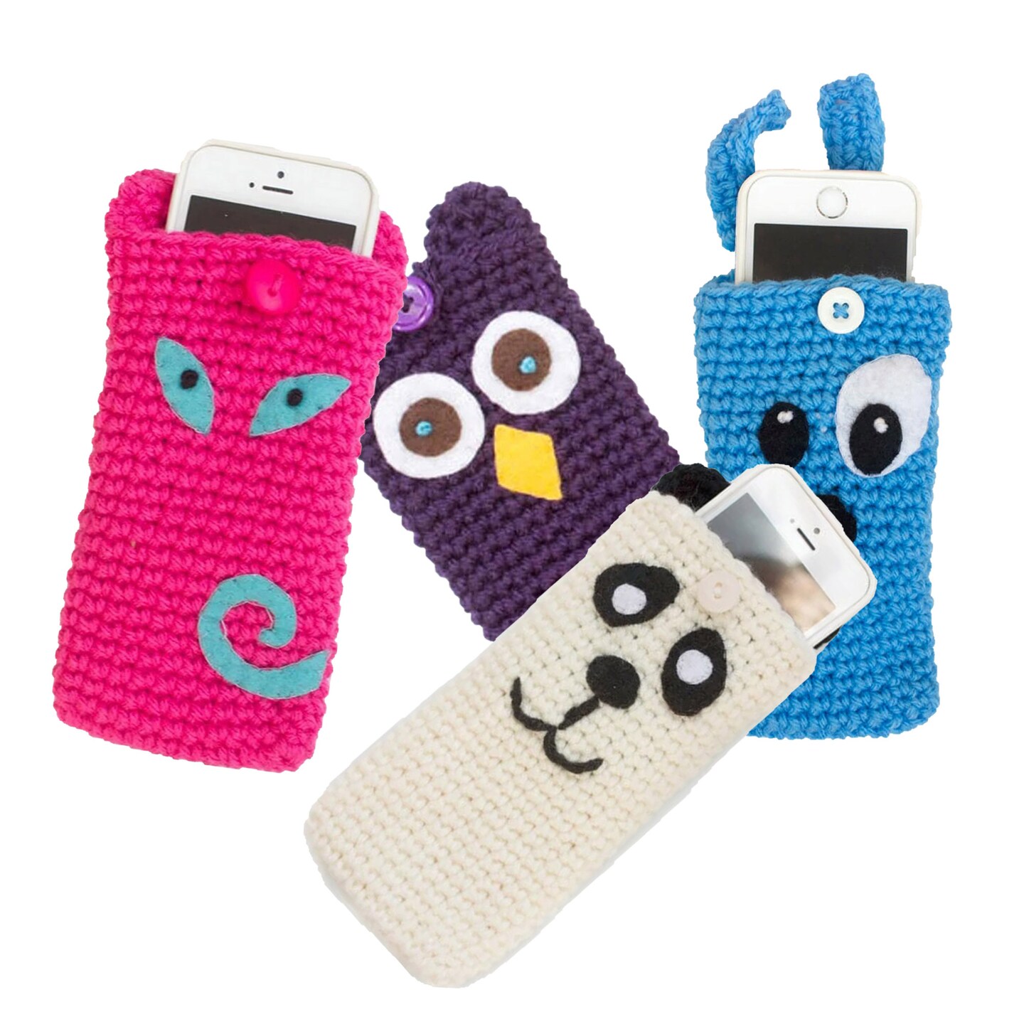 Crochet Animal Phone Case, Cat, Dog, Fox, Owl, Pig, Panda | MakerPlace by  Michaels