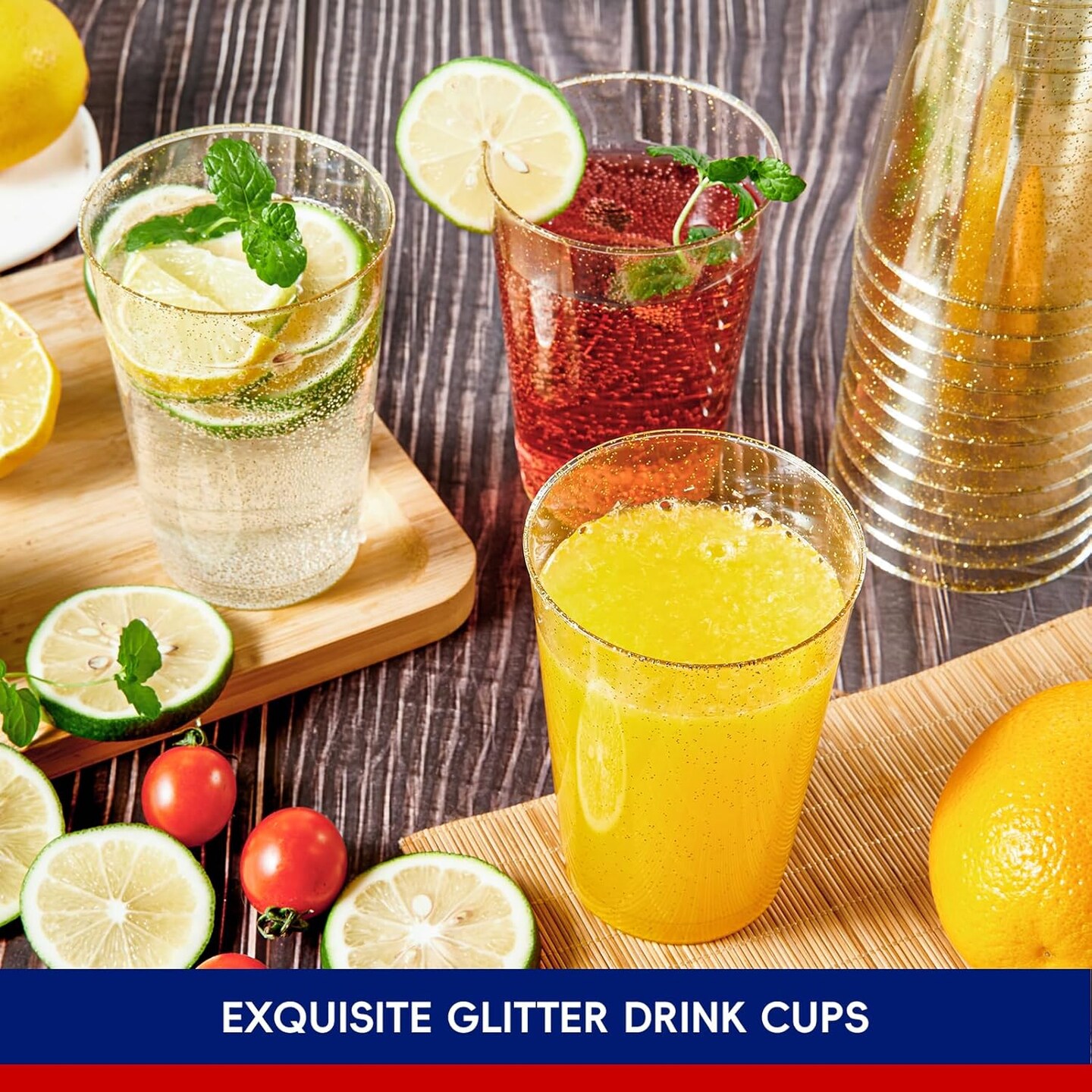 100 Pack 12 oz Gold Plastic Cups - Disposable Heavy-duty Tumblers