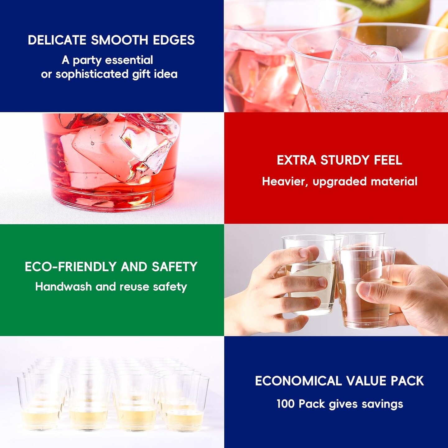 100 Pack 14 oz Plastic Cups - Disposable Heavy-duty Tumblers