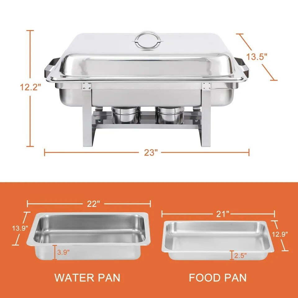 4 PACK CATERING STAINLESS STEEL CHAFER CHAFING DISH SETS 8 QT PARTY PACK