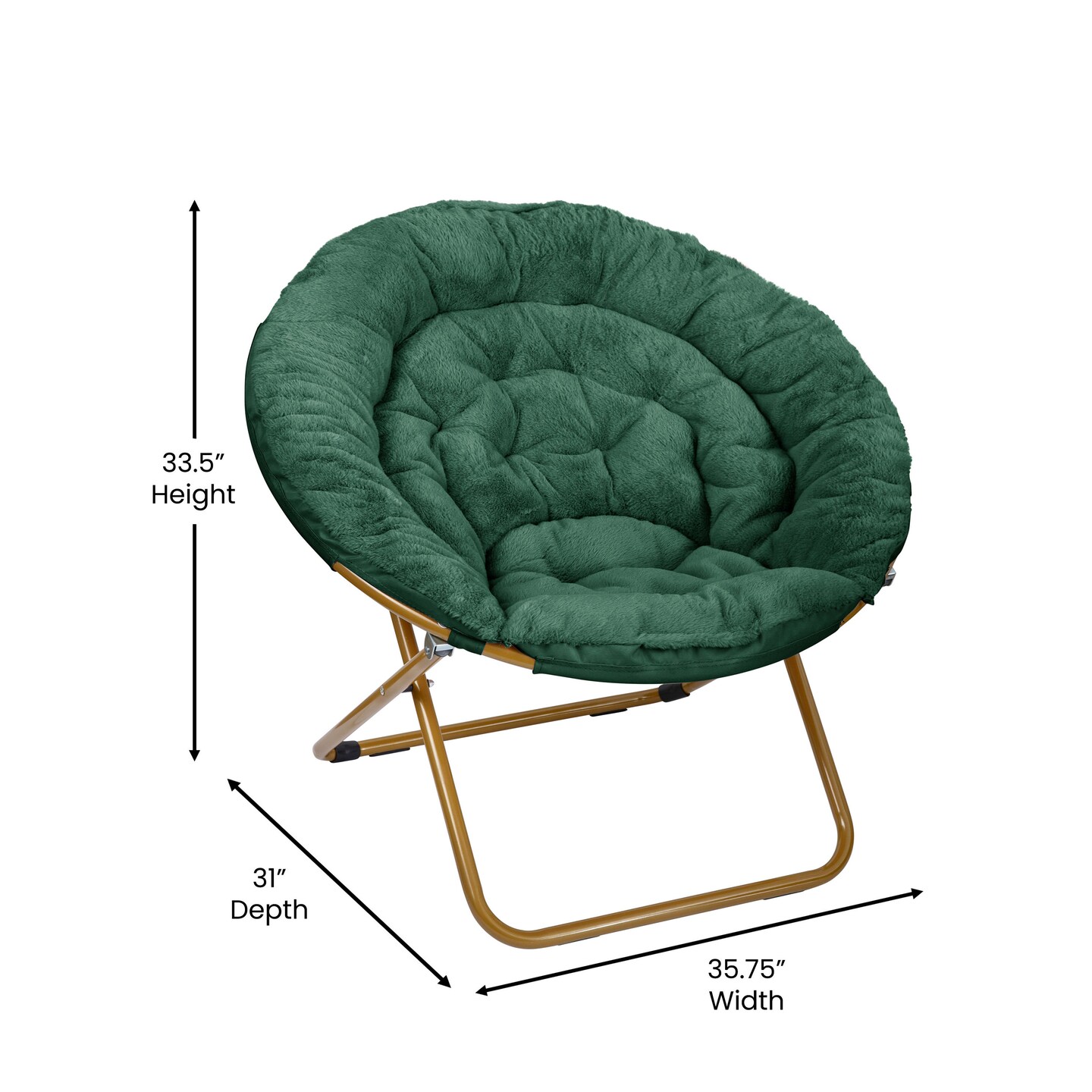 Emma and Oliver Ersa Oversize Folding Saucer Moon Chair and Ottoman for Dorm and Bedroom with Steel Frames