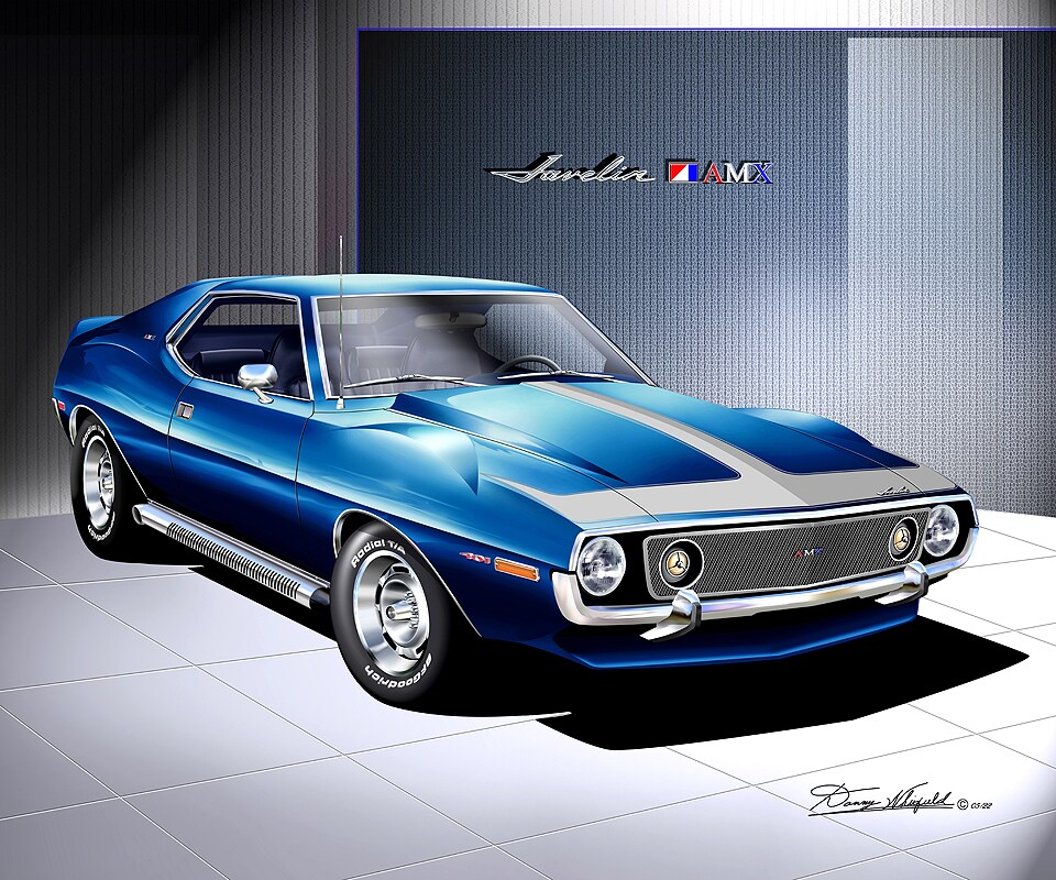 1971 Javelin AMX - Electric Blue - Art Prints by Danny Whitfield | Car ...