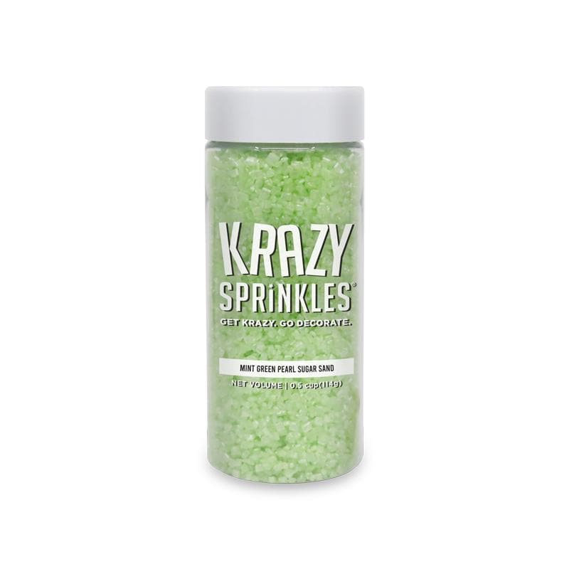 Krazy Sprinkles - Mint Green Pearl Sugar Sand (1/2 Cup, 1x Jar) for Cakes, Ice Cream & Cookies