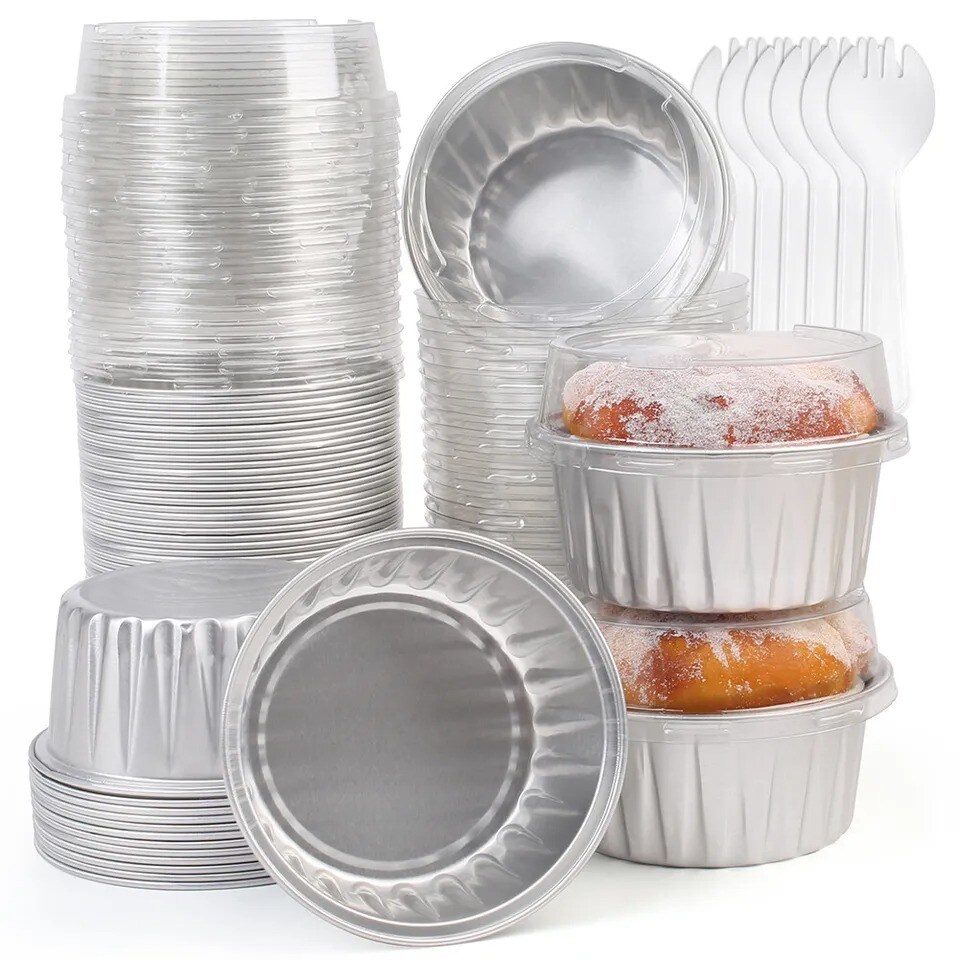 50 PCS Mini Foil Baking Cups with Dome Lids