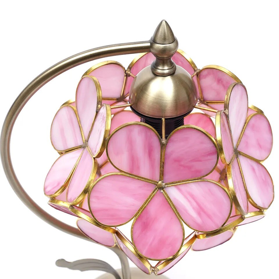 Cherry Blossom Petal Stained Glass Desk Lamp