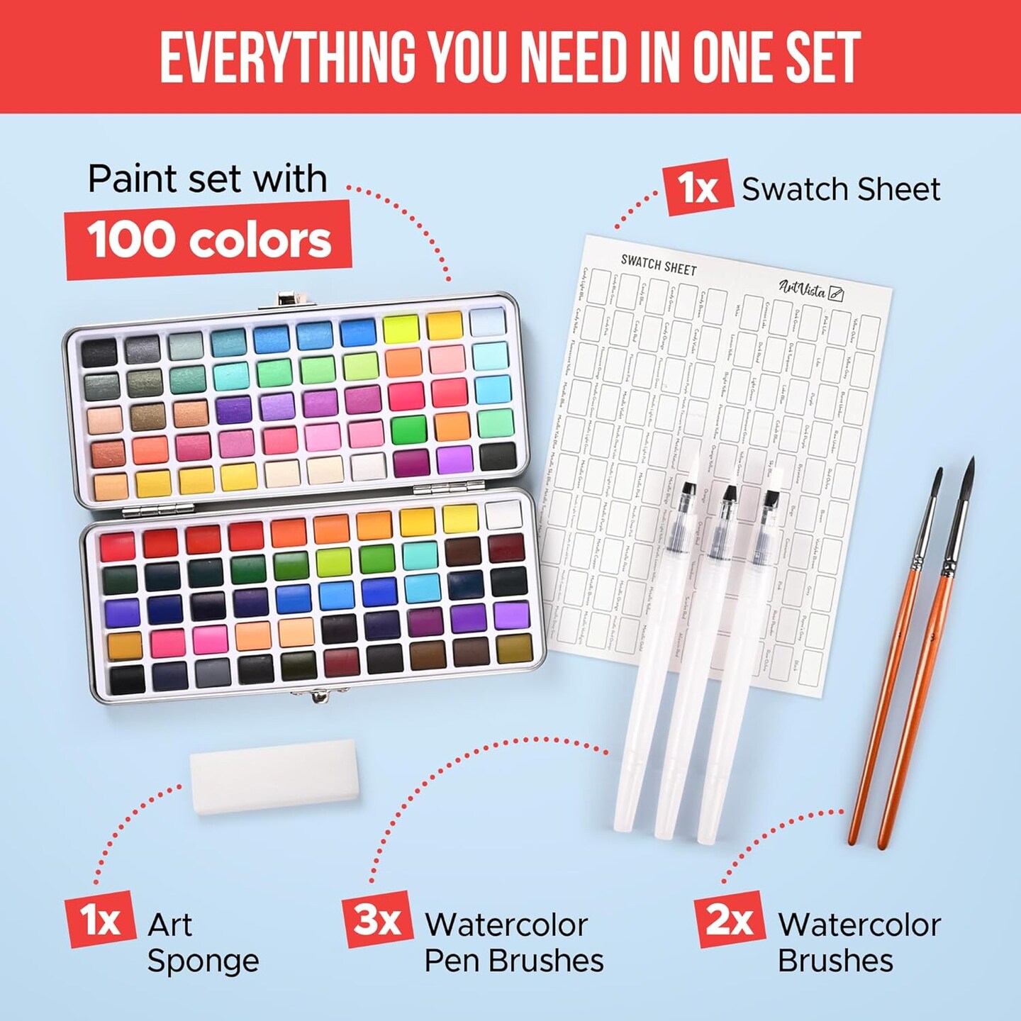Art Vista Mettalic Watercolor Paint Set