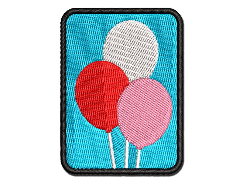 Birthday Balloons Trio Multi-Color Embroidered Iron-On or Hook &#x26; Loop Patch Applique