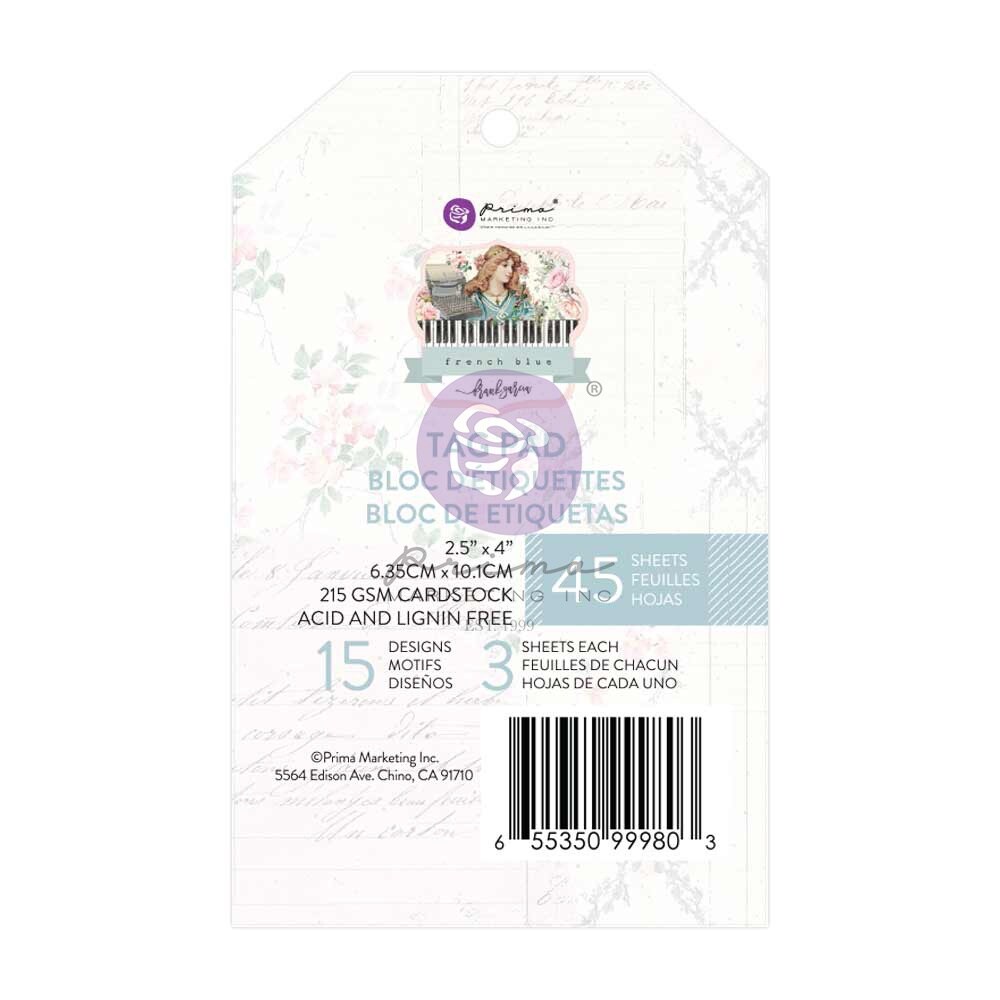 Prima Marketing Tag Pad 2.5&#x22;X4&#x22; 45/Pkg-French Blue By Frank Garcia