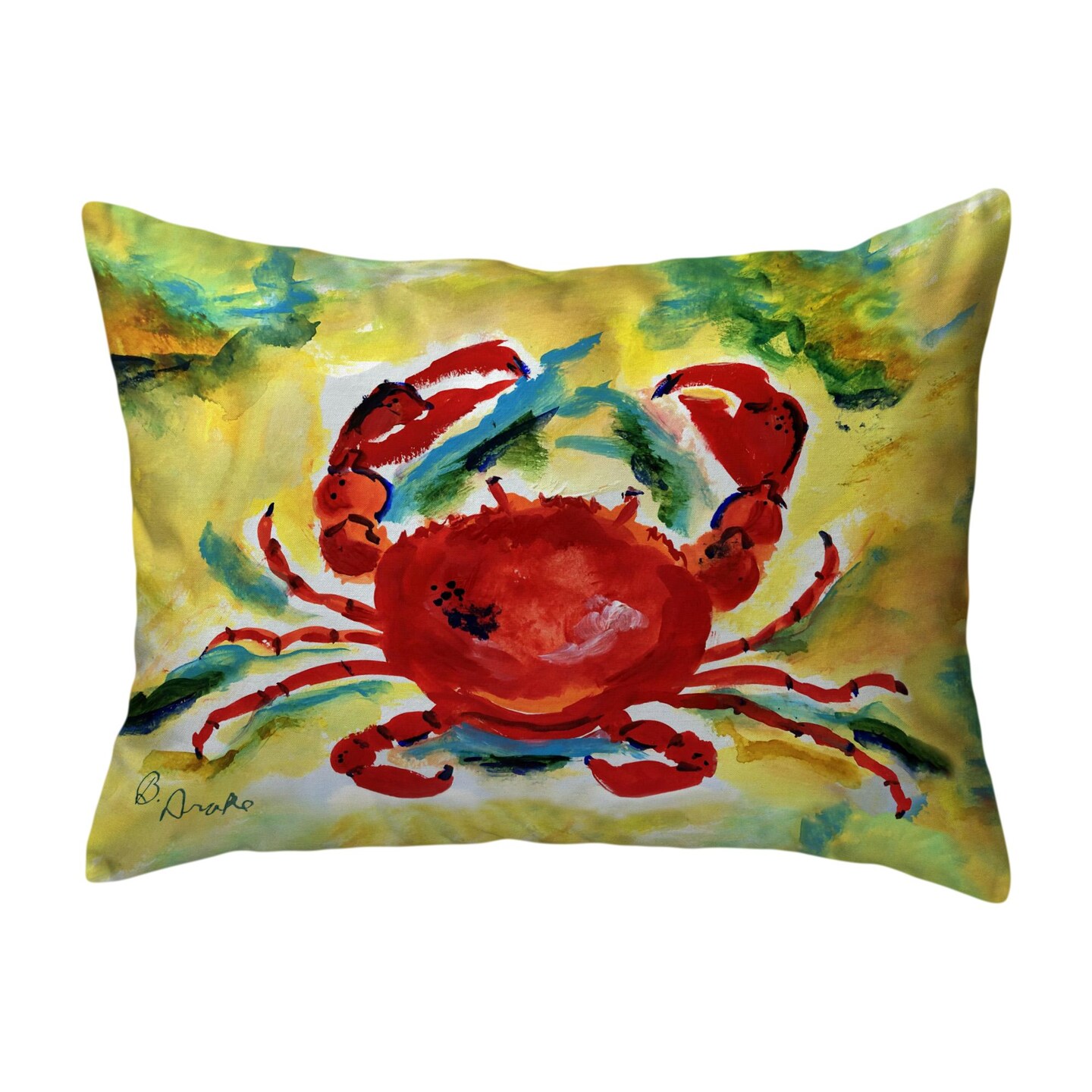 Betsy Drake Rock Crab Small Noncorded Pillow 11x14