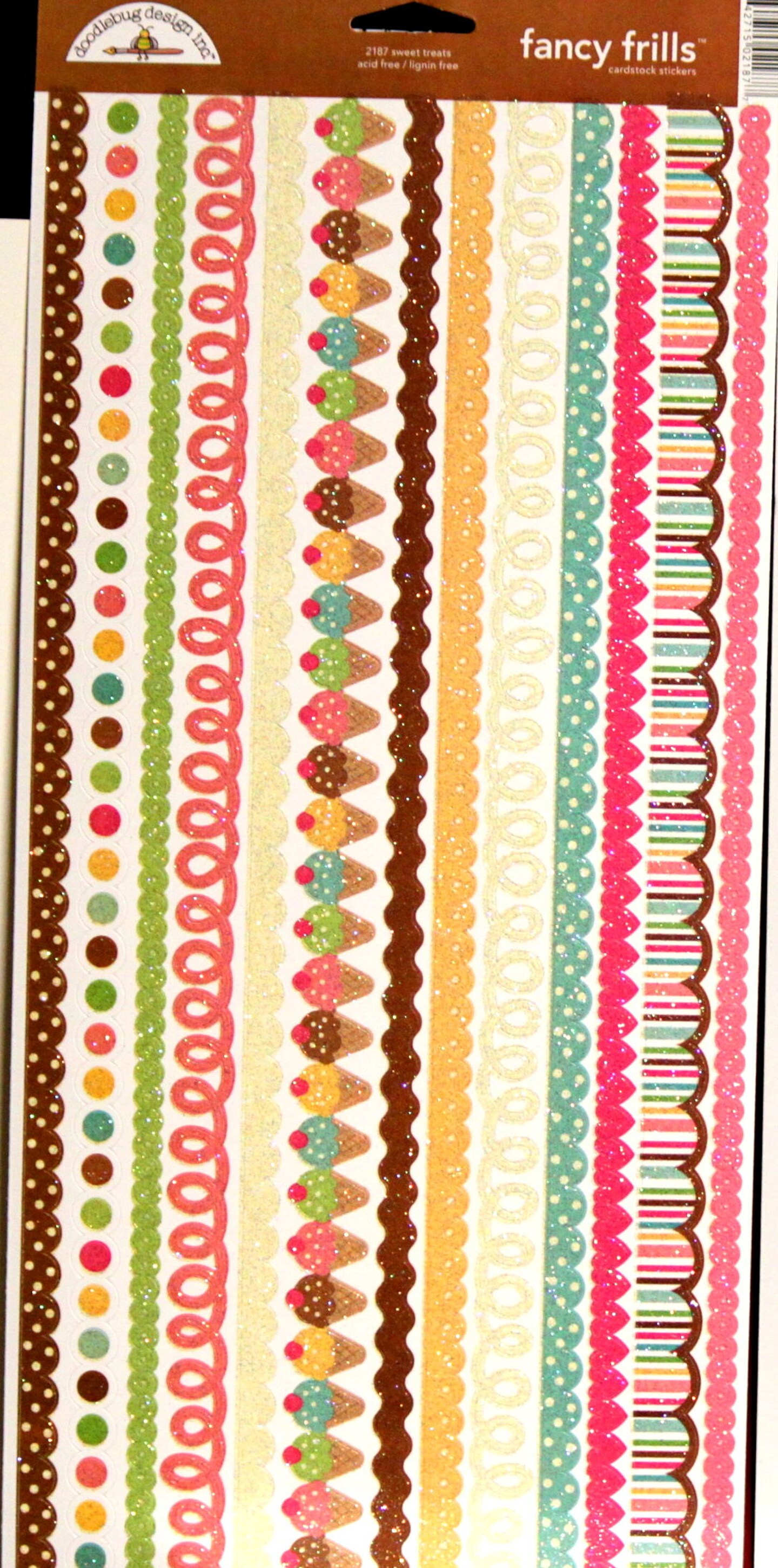 Doodlebug Designs Fancy Frills Sweet Treats Glitter Borders Cardstock Stickers