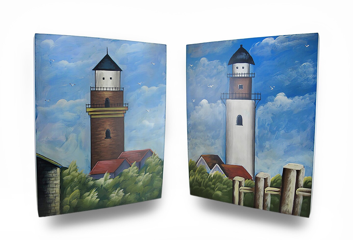 Set of 2 Wooden Lighthouse Decorative Wall Hangings