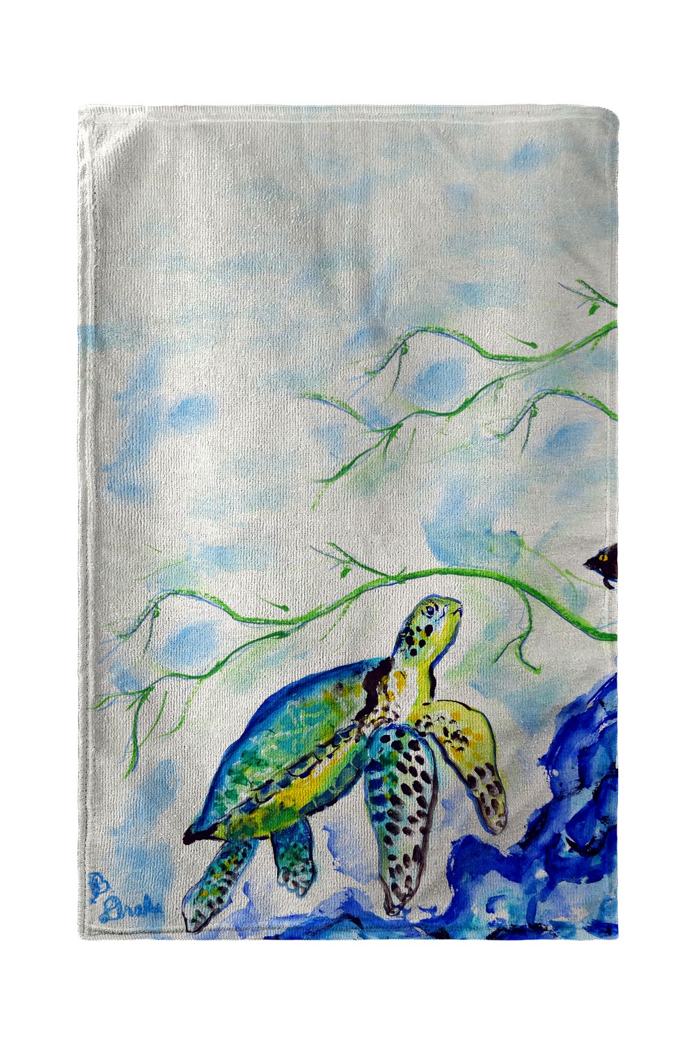 Betsy Drake Yellow Sea Turtle Beach Towel