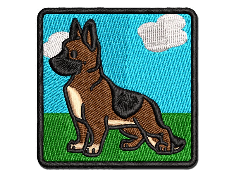 German Shepherd Standing Dog Multi-Color Embroidered Iron-On or Hook &#x26; Loop Patch Applique