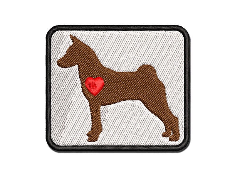 Basenji Dog with Heart Multi-Color Embroidered Iron-On or Hook &#x26; Loop Patch Applique