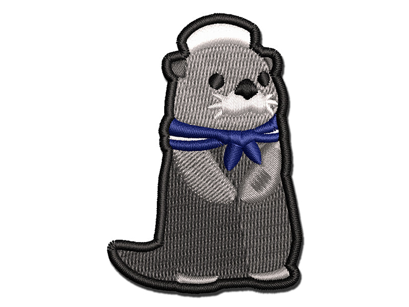Cute Sailor Otter with Scarf and Hat Multi-Color Embroidered Iron-On or Hook &#x26; Loop Patch Applique